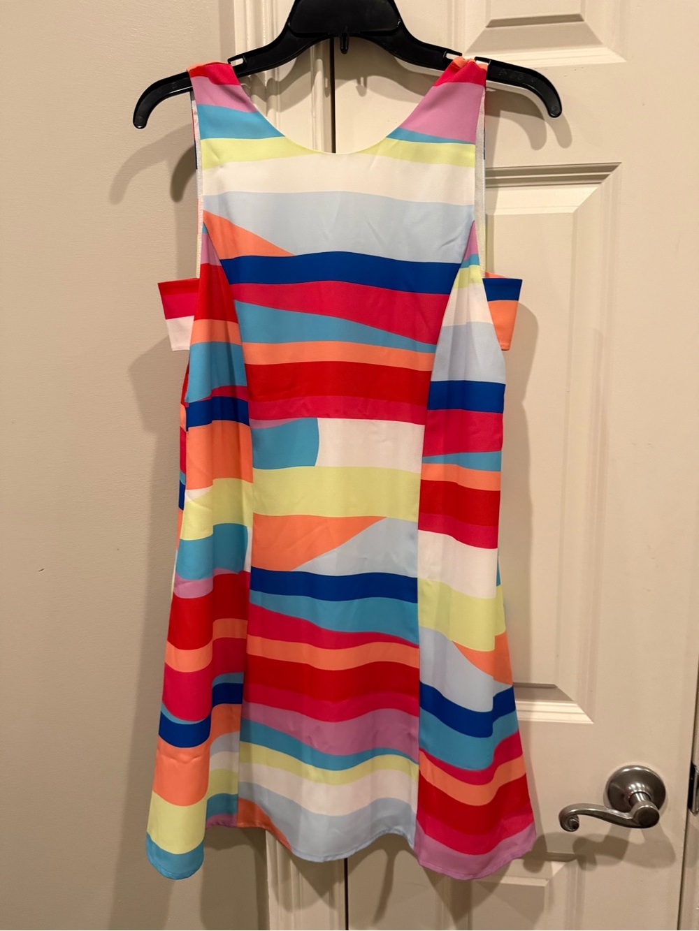 CROSBY by Mollie Burch White Dress with Bright Rainbow Stripes